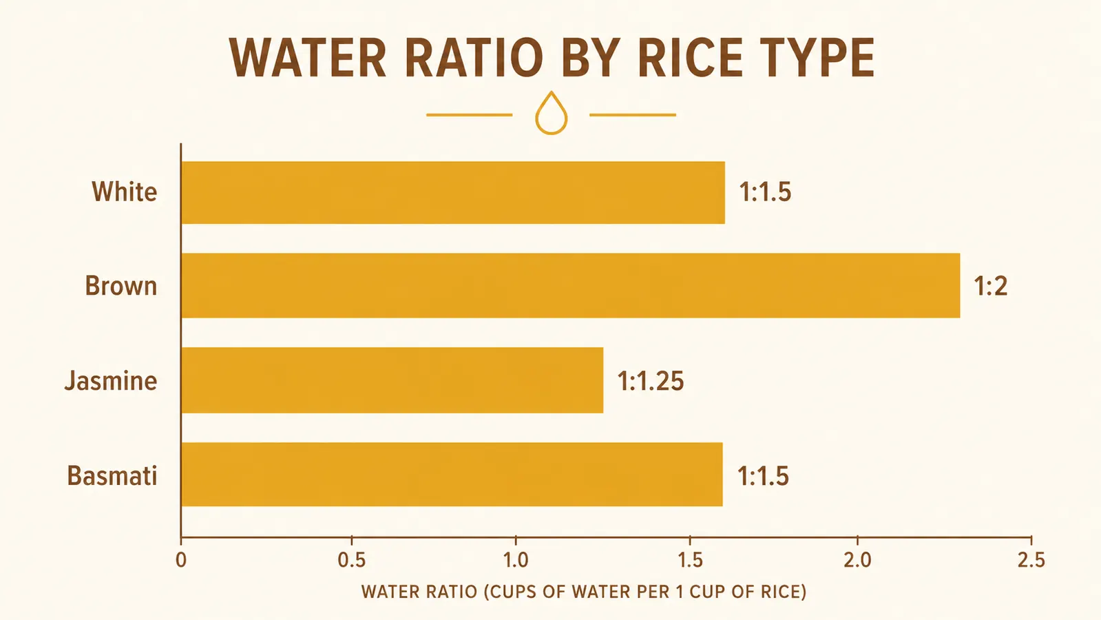 Chart comparing water-to-rice ratios for white rice, brown rice, and quinoa in the Dash Mini Ceramic Rice Cooker